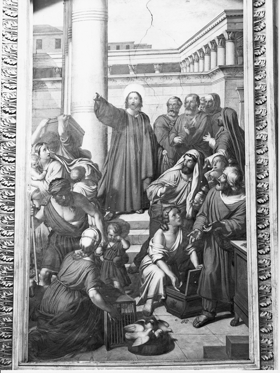 Cristo caccia i mercanti dal tempio (dipinto, opera isolata) di Massabò Leonardo (terzo quarto sec. XIX)