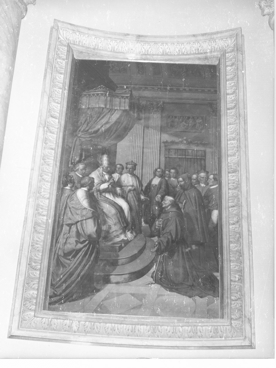 San Leonardo da Porto Maurizio di fronte a Benedetto XIV (dipinto, opera isolata) di Massabò Leonardo (terzo quarto sec. XIX)