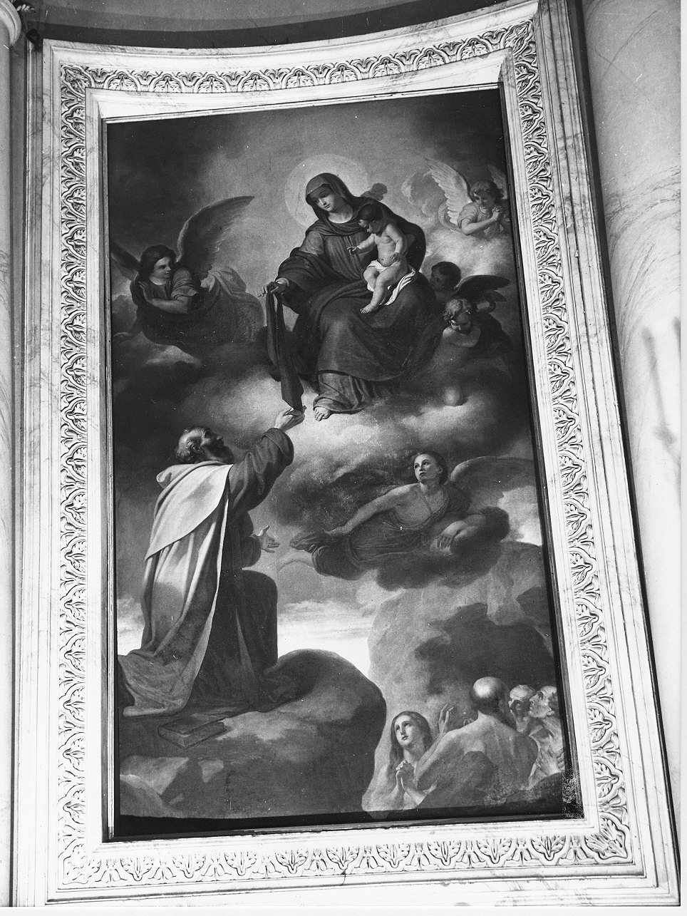 San Simone Stock riceve dalla Madonna lo scapolare (dipinto, opera isolata) di Coghetti Francesco (terzo quarto sec. XIX)