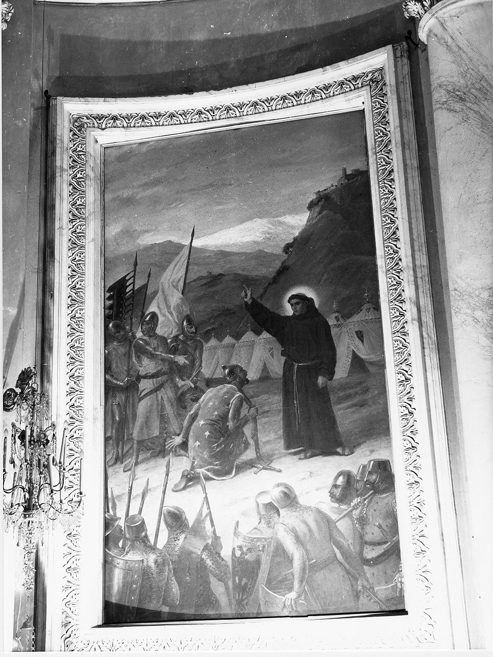 Sant'Antonio da Padova benedice Ezzelino da Romano (dipinto, opera isolata) di Bruschi Domenico (ultimo quarto sec. XIX)