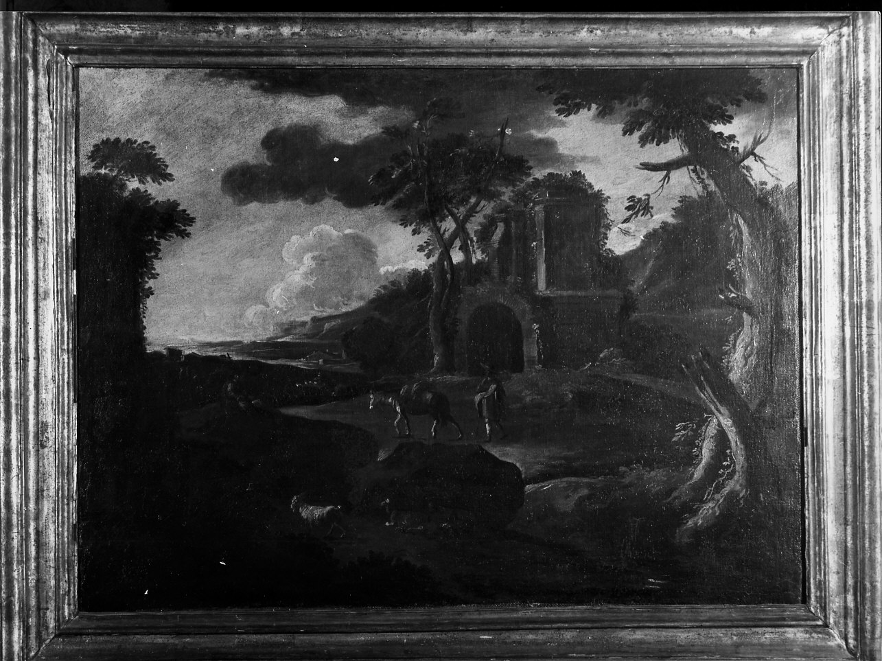 paesaggio con architetture (dipinto, opera isolata) di Tavella Carlo Antonio (maniera) (prima metà sec. XVIII)