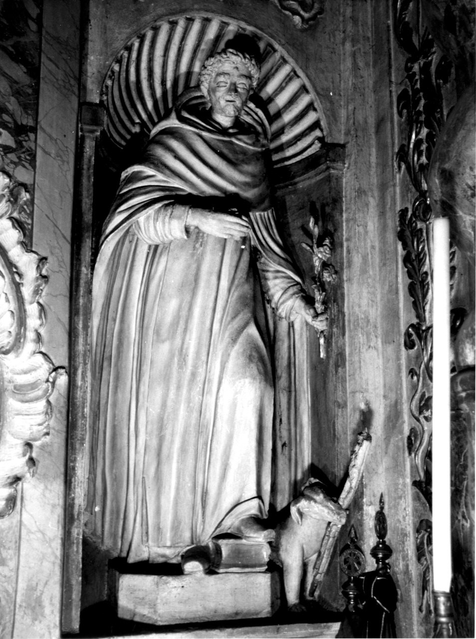 San Domenico (statua, elemento d'insieme) - bottega italiana (fine sec. XVII)