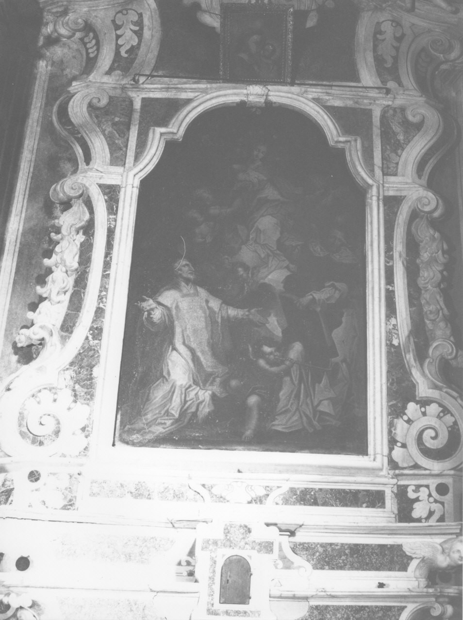 Madonna Immacolata e Santi (dipinto, elemento d'insieme) di Carrega Maurizio (cerchia) (seconda metà sec. XVIII)