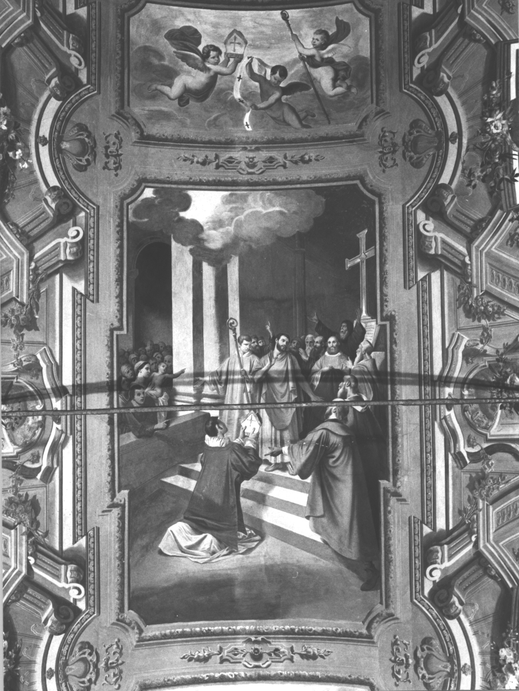 Sant'Ambrogio proclamato vescovo (decorazione pittorica, elemento d'insieme) di Isola Giuseppe (sec. XIX)