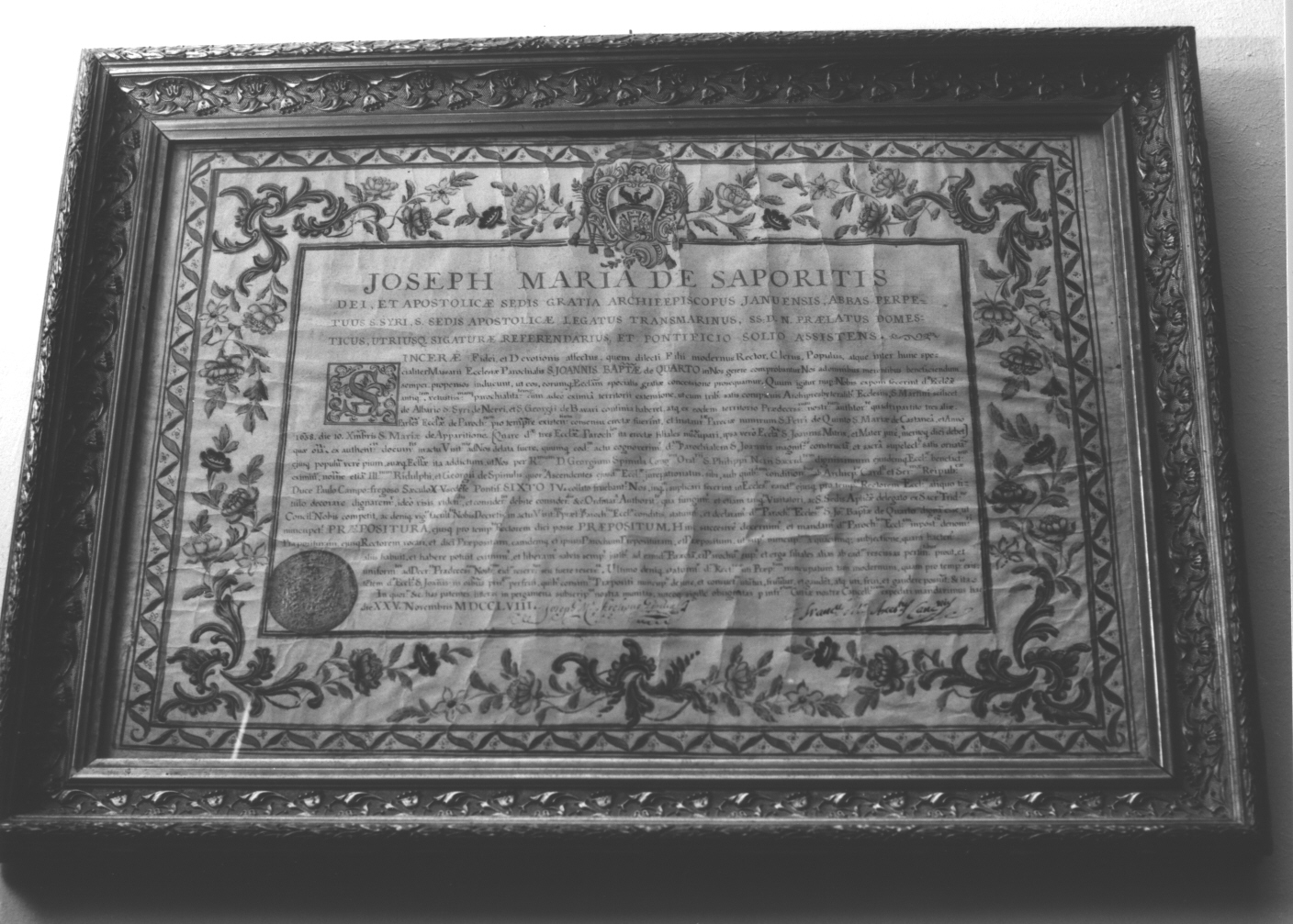 motivi decorativi vegetali/ stemma gentilizio (bolla, opera isolata) - ambito italiano (sec. XVIII)