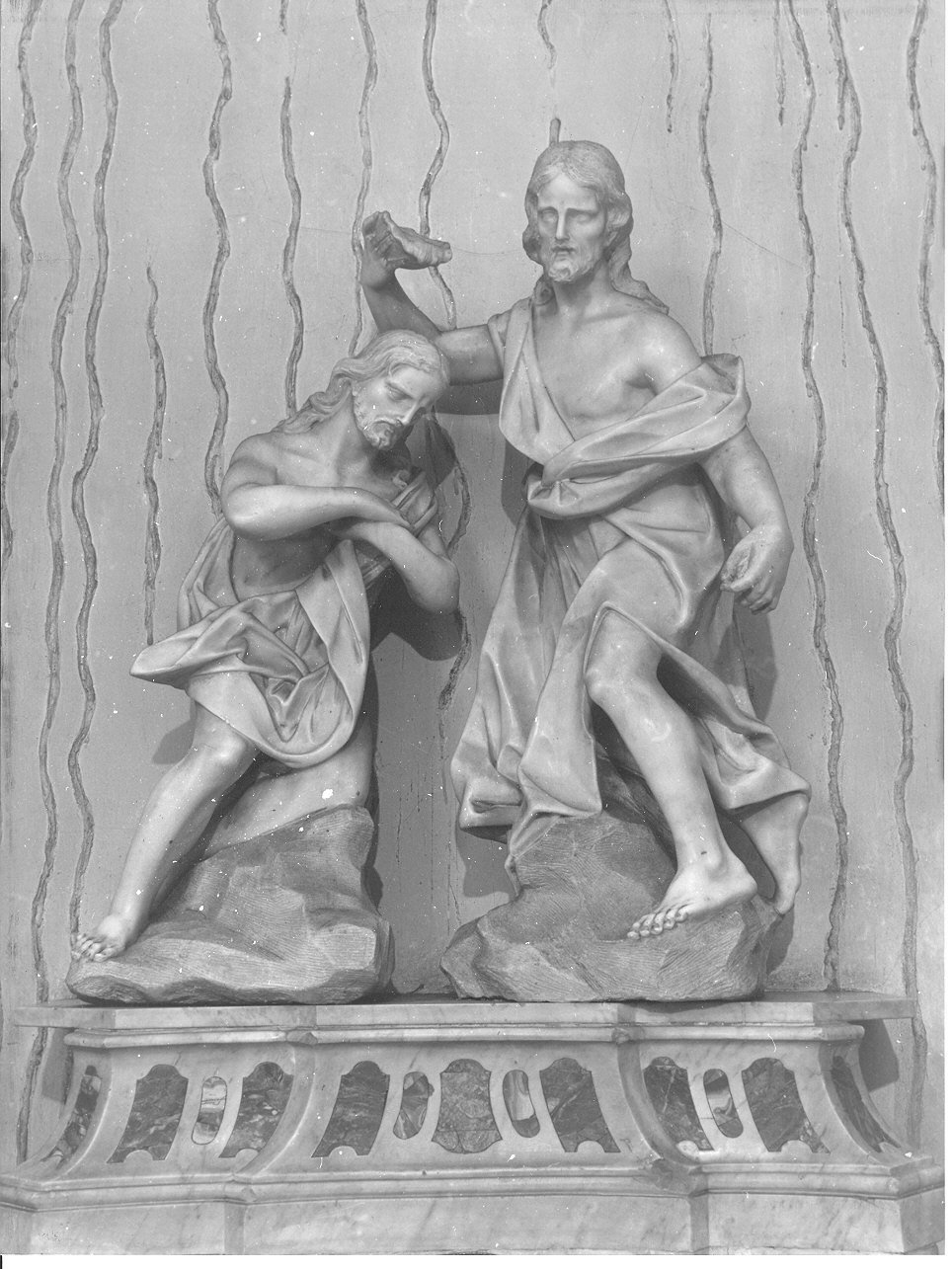 battesimo di Cristo (gruppo scultoreo, insieme) - bottega ligure (fine/inizio secc. XVII/ XVIII)