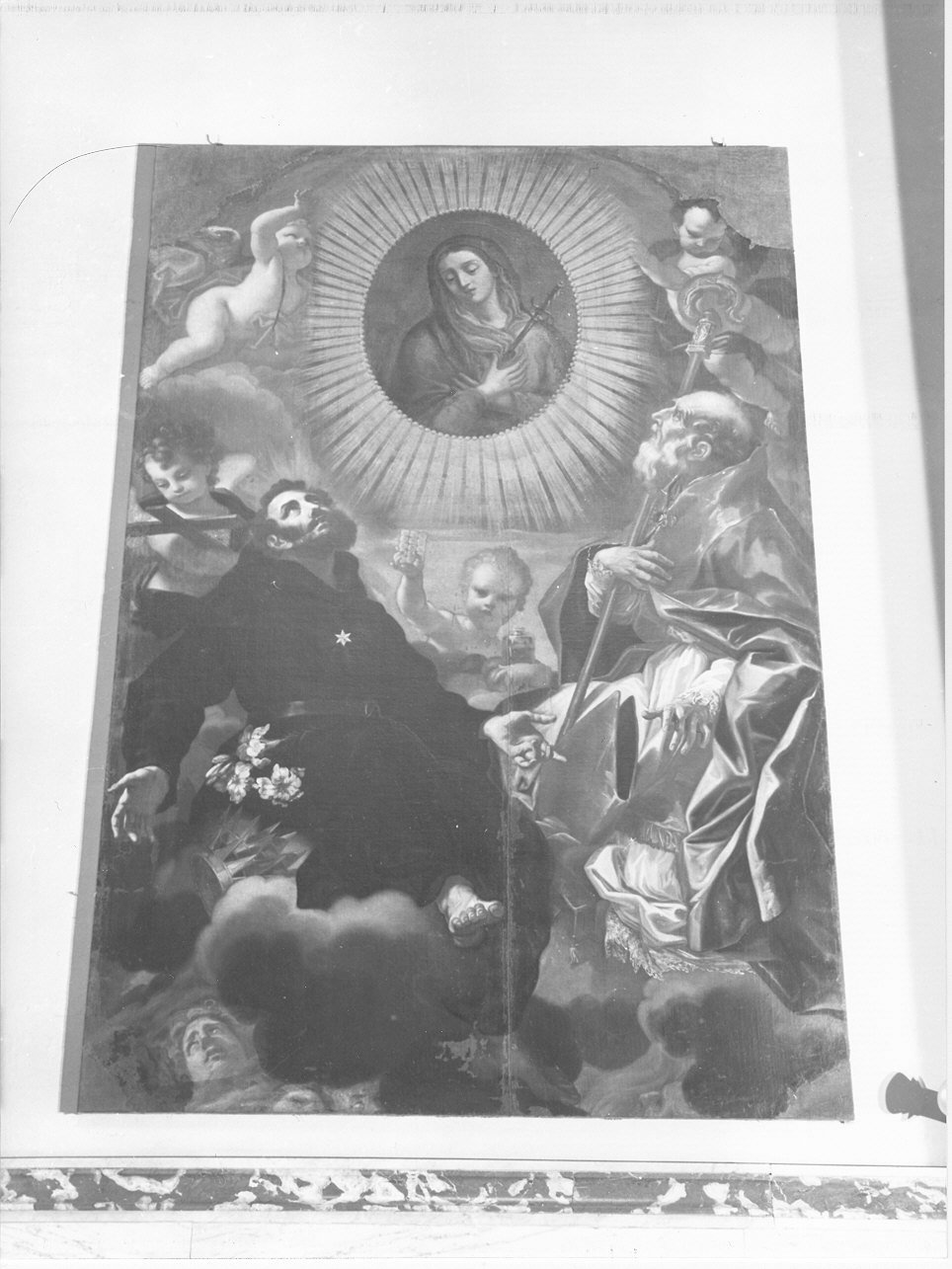 San Nicola da Tolentino e San Nicola di Bari in adorazione della Madonna Addolorata (dipinto, opera isolata) - ambito ligure (primo quarto sec. XVIII)