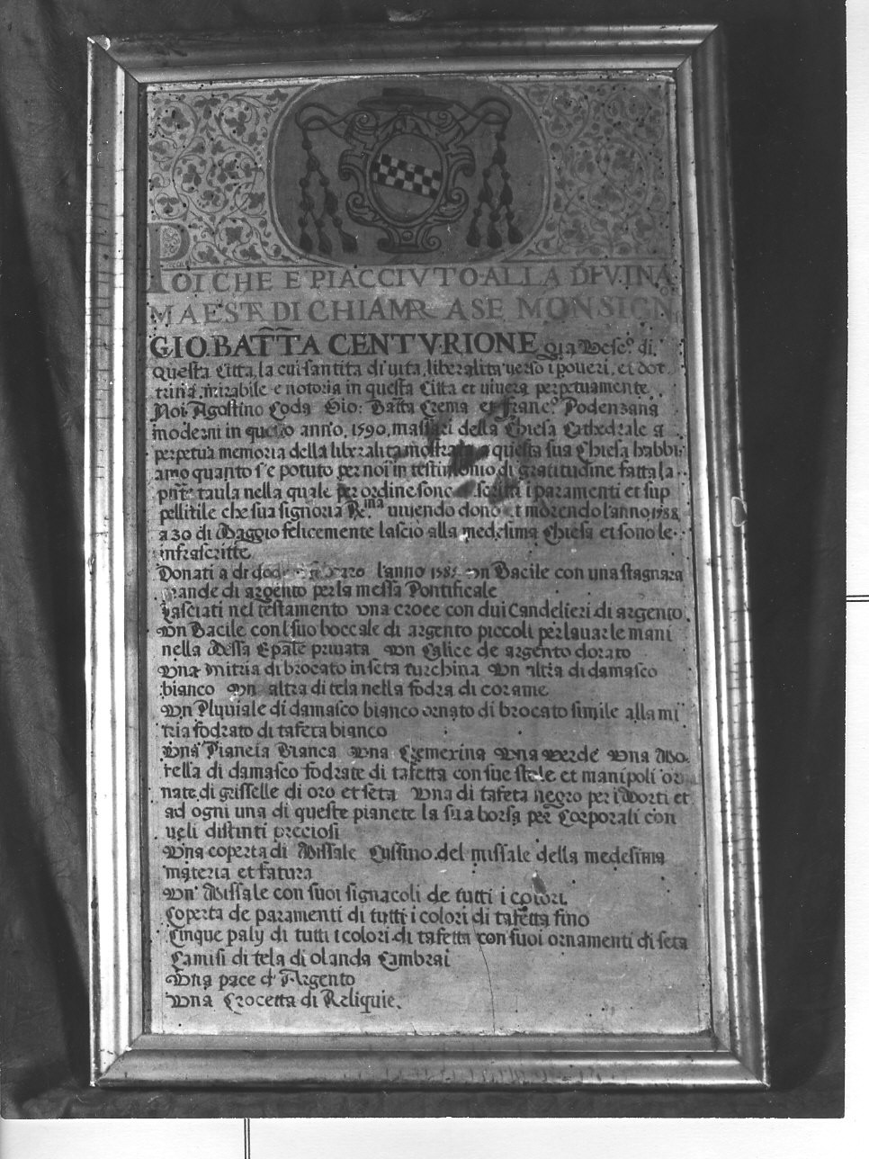 stemma vescovile (tabella commemorativa, opera isolata) - ambito ligure (sec. XVI)