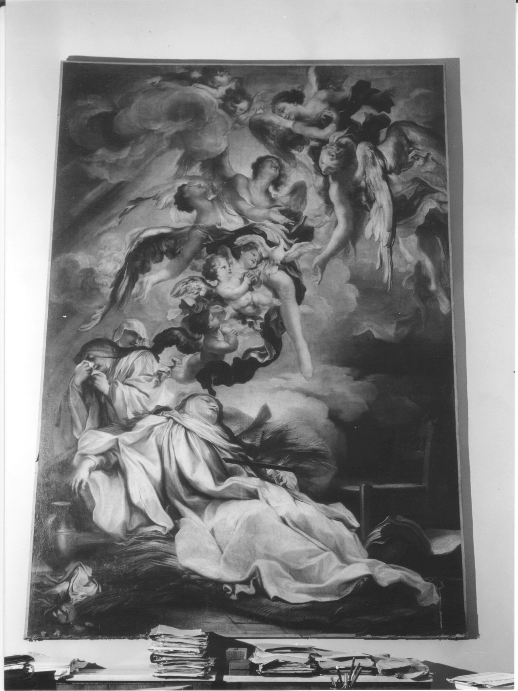 morte di Santa Scolastica (dipinto, opera isolata) di De Ferrari Gregorio (inizio sec. XVIII)