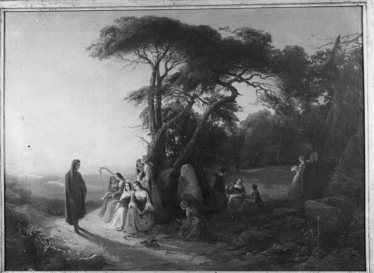 scena campestre con figure (dipinto, opera isolata) di Zanetti Borzino Leopoldina (metà sec. XIX)