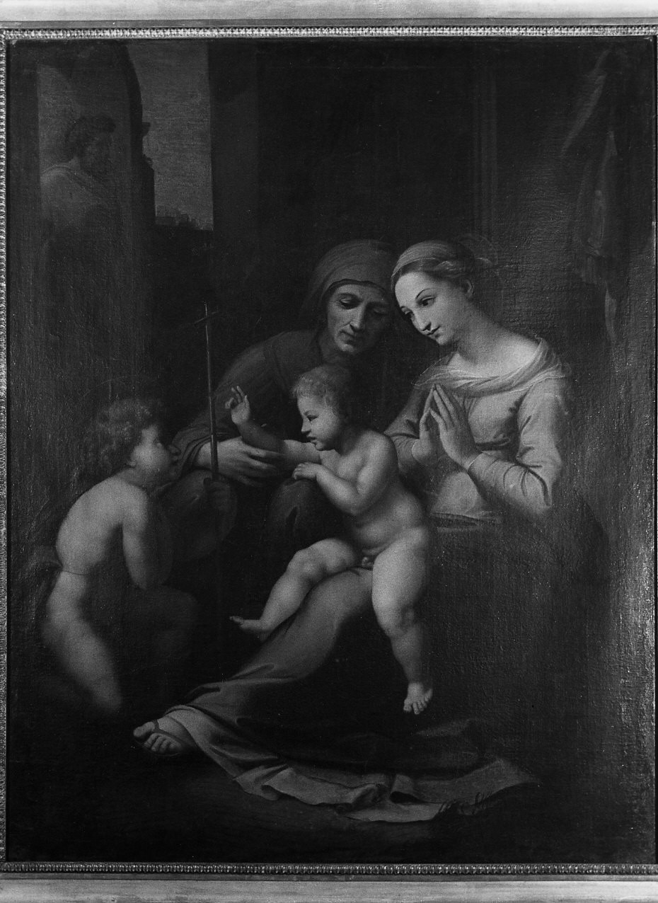 Madonna con Gesù Bambino San Giovanni Battista bambino e Sant'Elisabetta (dipinto, opera isolata) - ambito italiano (sec. XVI)