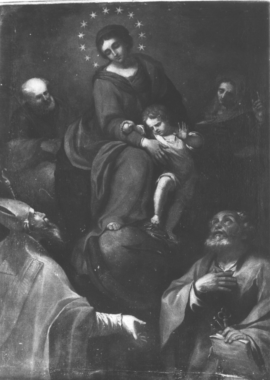 Madonna con Bambino e i Santi Giuseppe, Pietro, Elisabetta e un Santo Vescovo (dipinto, opera isolata) - ambito italiano (sec. XVIII)