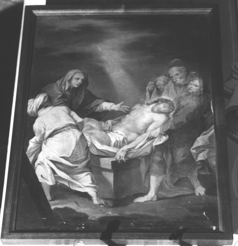 stazione XIV: Gesù deposto nel sepolcro (dipinto, elemento d'insieme) di Tagliafichi Santino Fortunato (fine/inizio secc. XVIII/ XX)