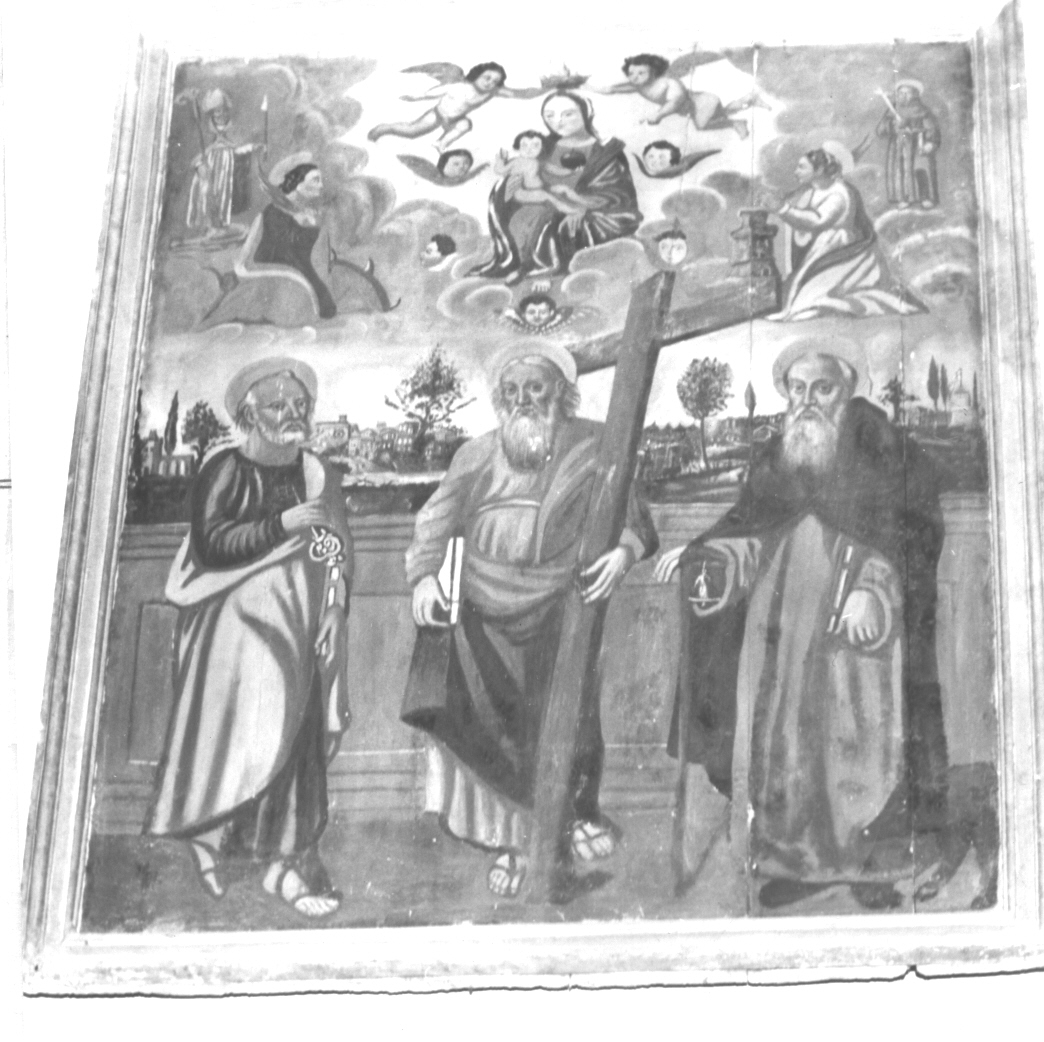 San Pietro, Sant'Andrea, Sant'Antonio Abate e altri santi (dipinto, opera isolata) - ambito toscano (primo quarto sec. XVI)
