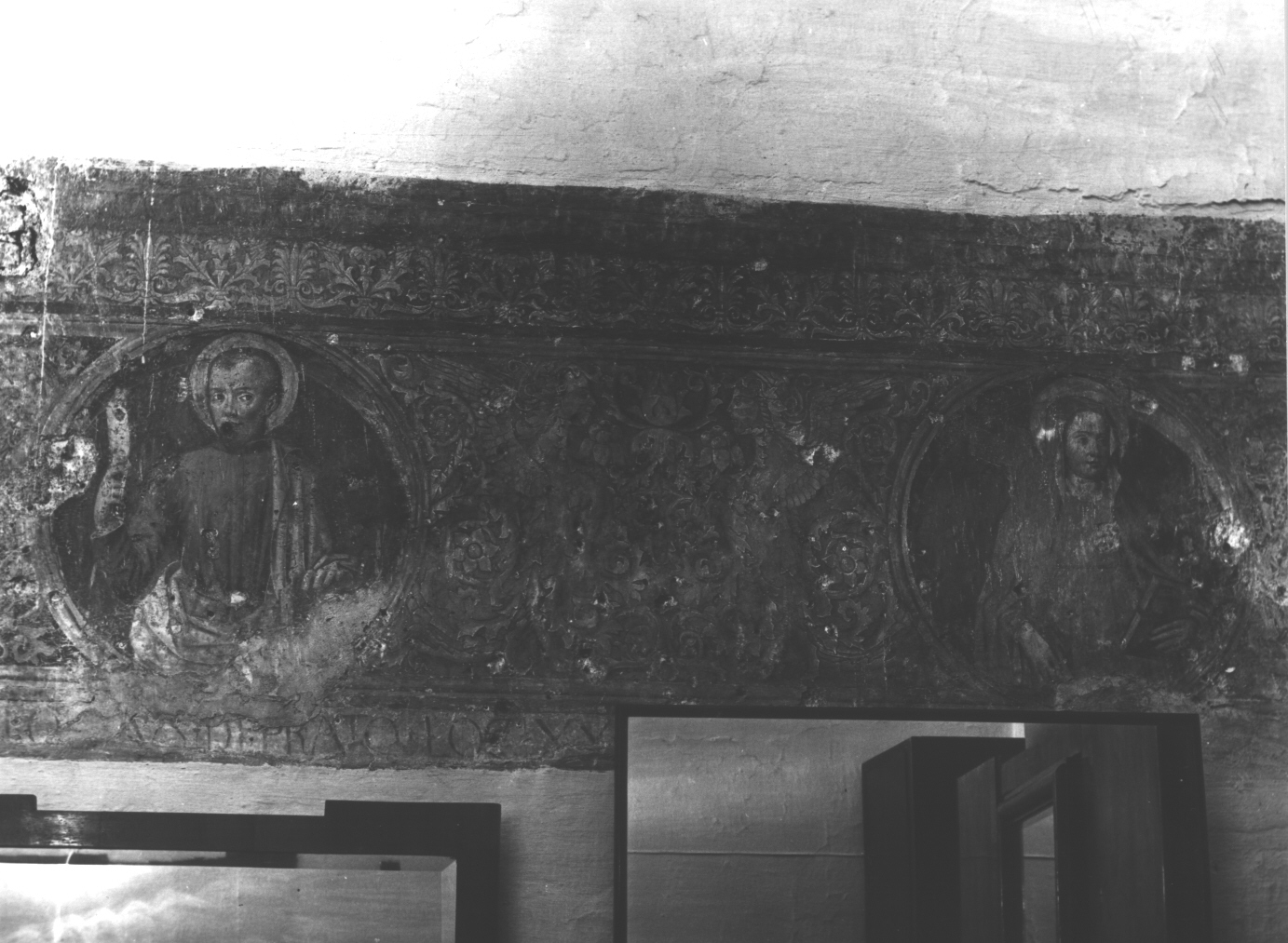 Santo olivetano e una Santa (decorazione pittorica, frammento) di Nicolò di Lombarduccio detto Corso Nicolò (e aiuti) (sec. XV)