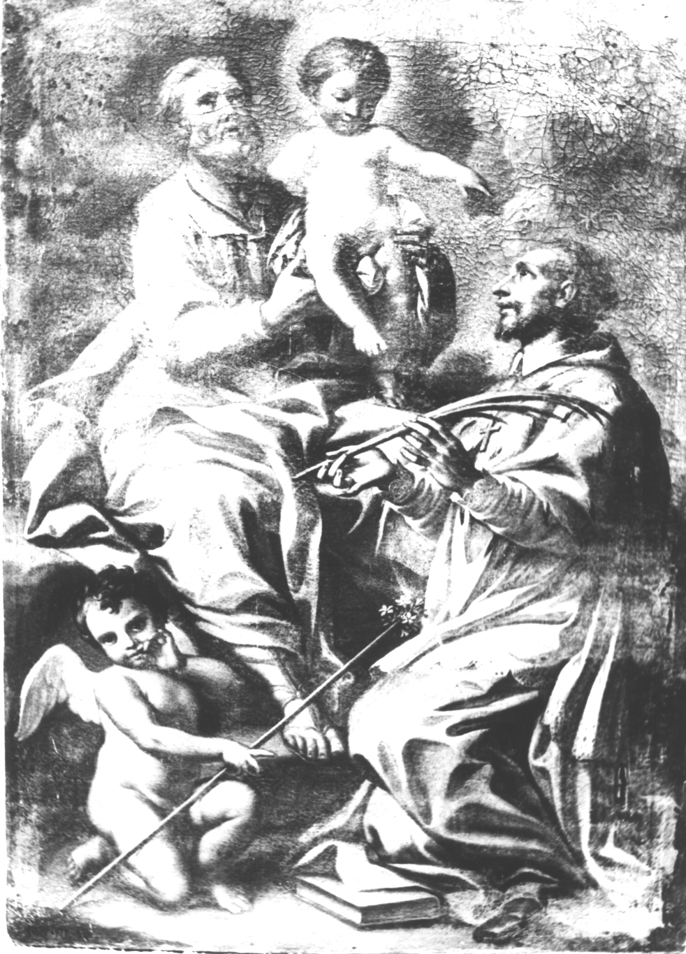 San Giuseppe presenta Gesù Bambino a San Luigi (dipinto, opera isolata) di Campora Francesco (attribuito) (metà sec. XVIII)