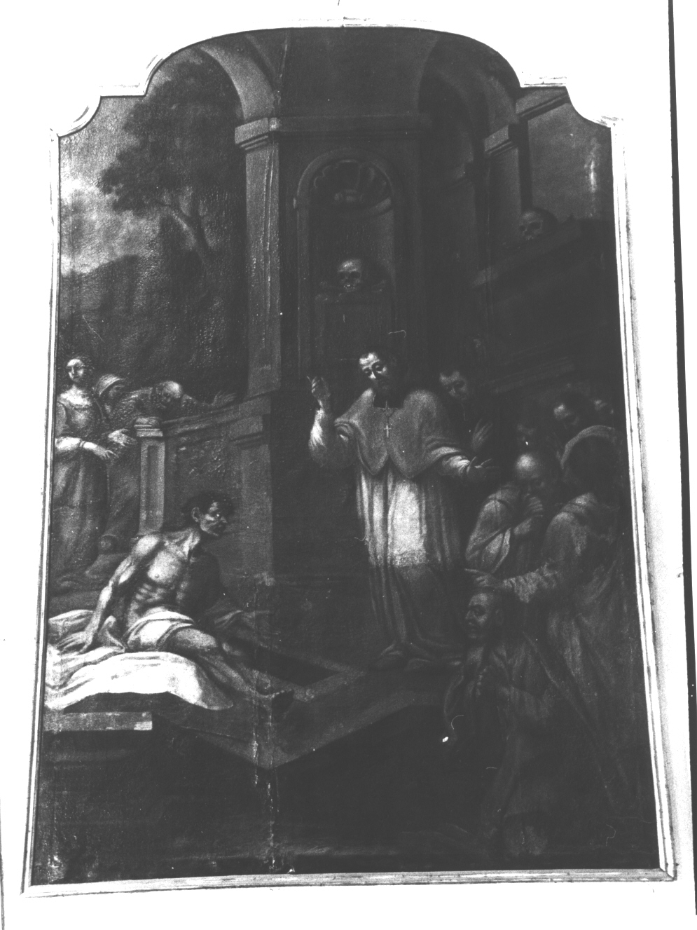 San Germano resuscita un uomo (dipinto, elemento d'insieme) - ambito ligure (sec. XVIII)