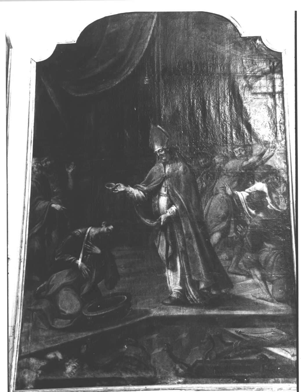 San Germano guarisce un giovane (dipinto, elemento d'insieme) - ambito ligure (sec. XVIII)