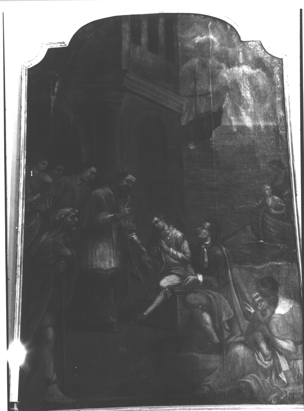 San Germano guarisce un giovane (dipinto, elemento d'insieme) - ambito ligure (sec. XVIII)