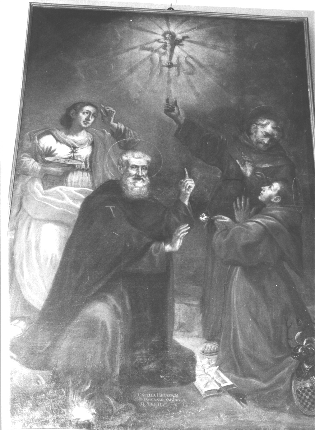 Santa Lucia, Sant'Antonio Abate, Sant'Antonio da Padova, San Francesco (dipinto, opera isolata) - ambito italiano (sec. XVII)