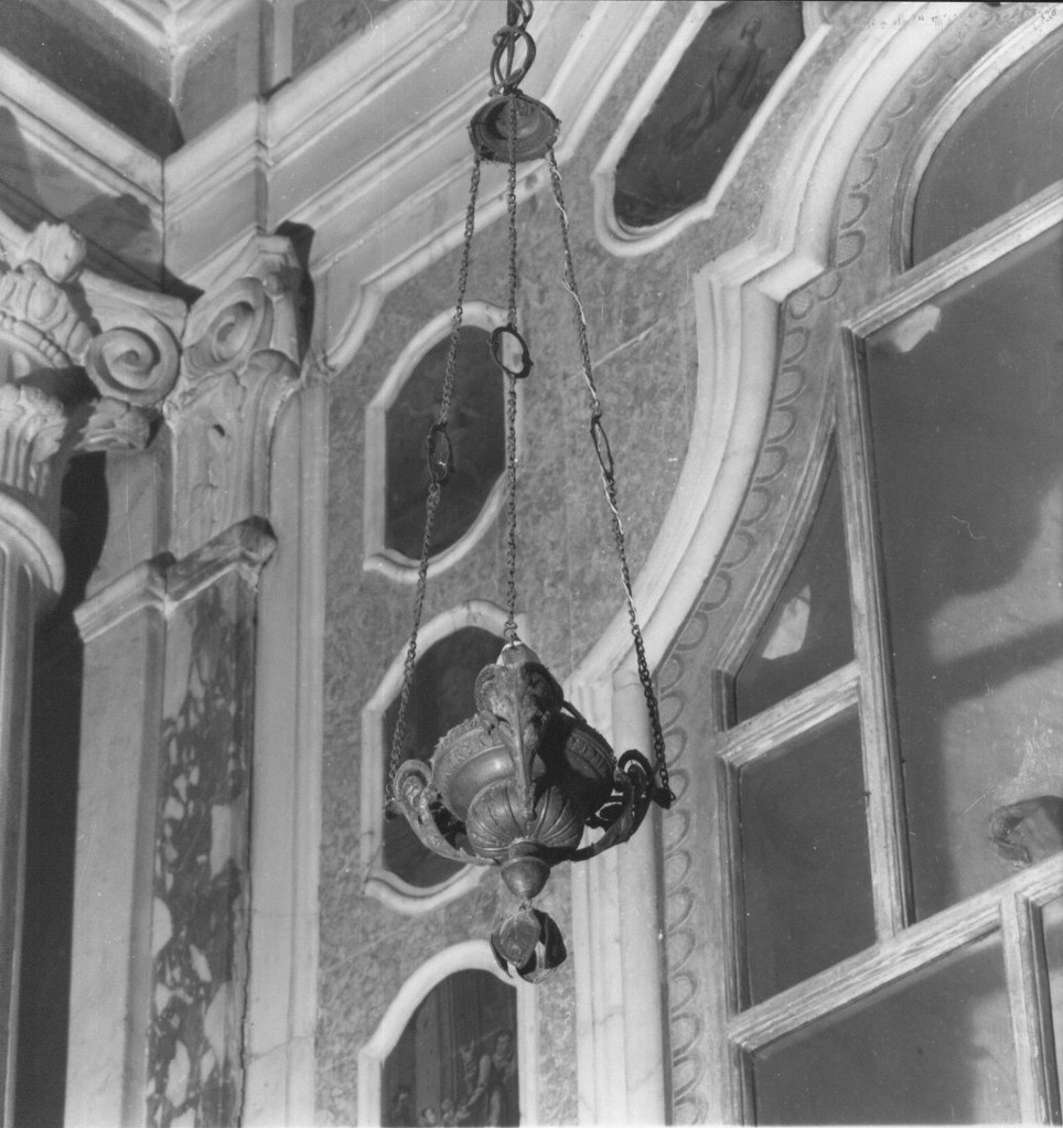 lampada pensile, opera isolata - bottega ligure (seconda metà sec. XIX)