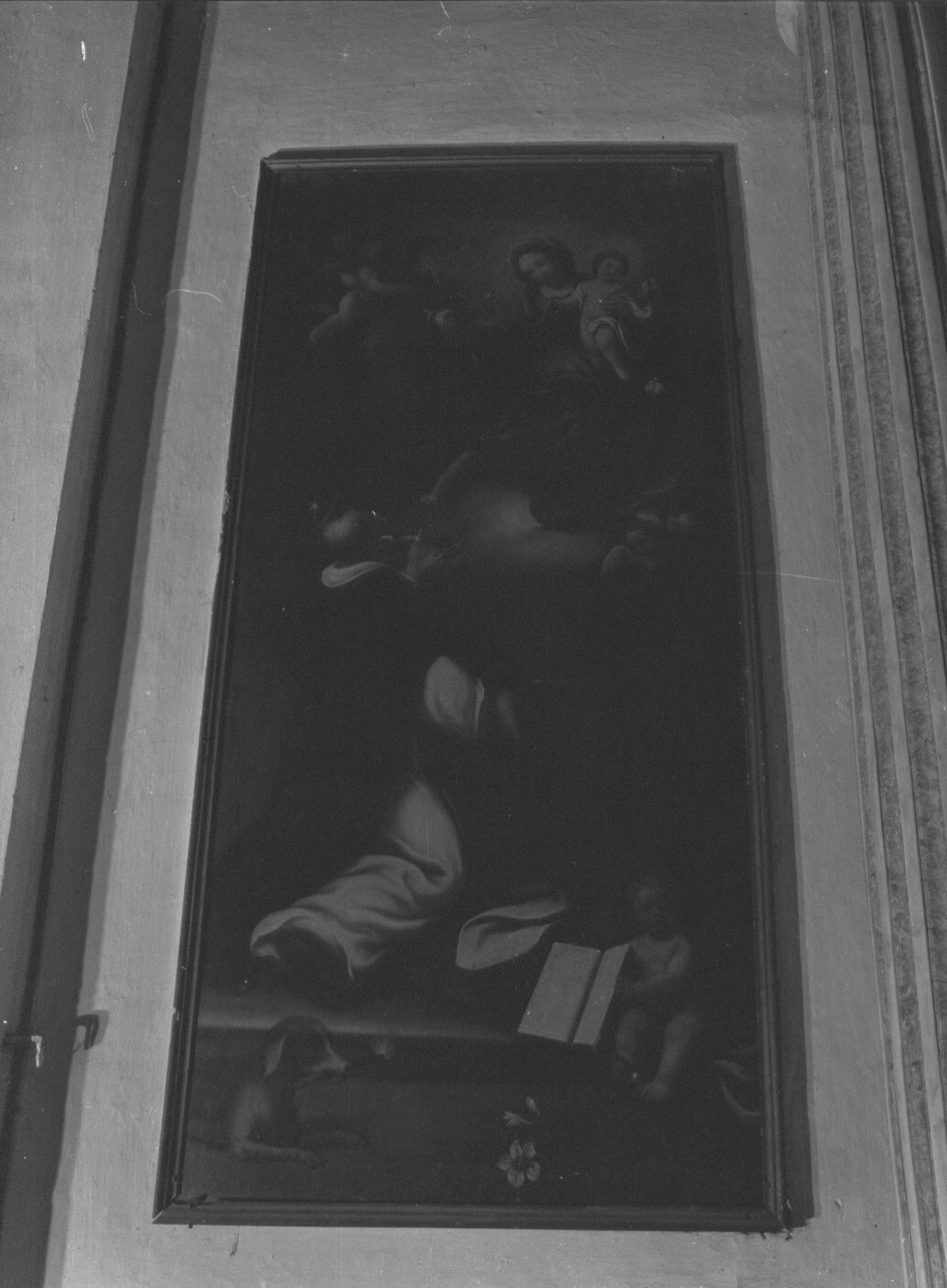 San Domenico riceve il rosario dalla Madonna (dipinto, opera isolata) - ambito ligure (inizio sec. XIX)