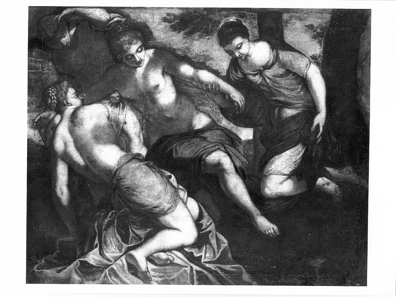 Tre Grazie e Mercurio (dipinto, opera isolata) - ambito italiano (prima metà sec. XVII)