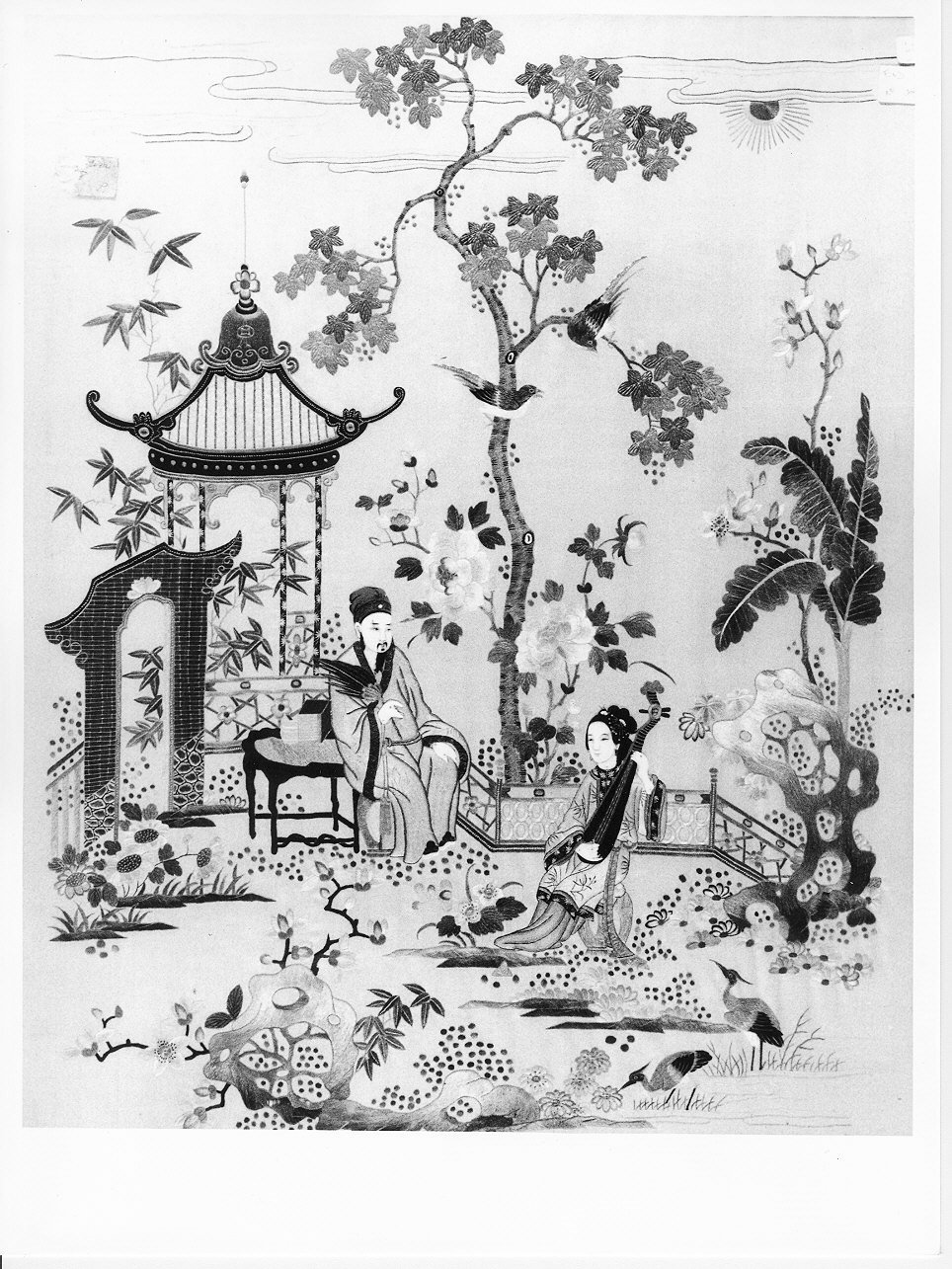 giardino (tessuto, opera isolata) - manifattura giapponese (fine sec. XIX)