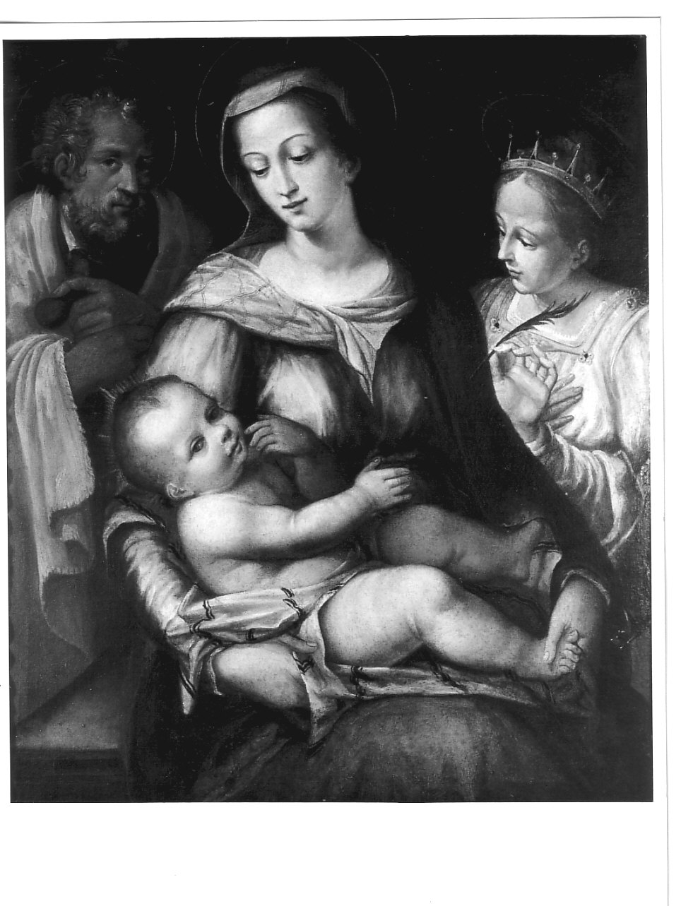 Sacra Famiglia con Santa Caterina d'Alessandria (dipinto, opera isolata) di Puligo Domenico detto Puligo (attribuito) (primo quarto sec. XVI)