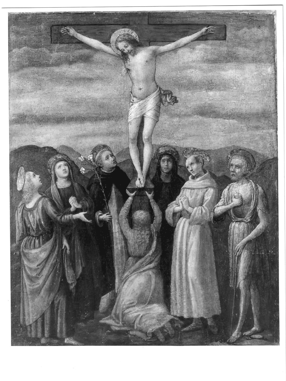 crocifissione di Cristo con la Madonna e santi (dipinto, opera isolata) - ambito toscano (fine/inizio secc. XV/ XVI)