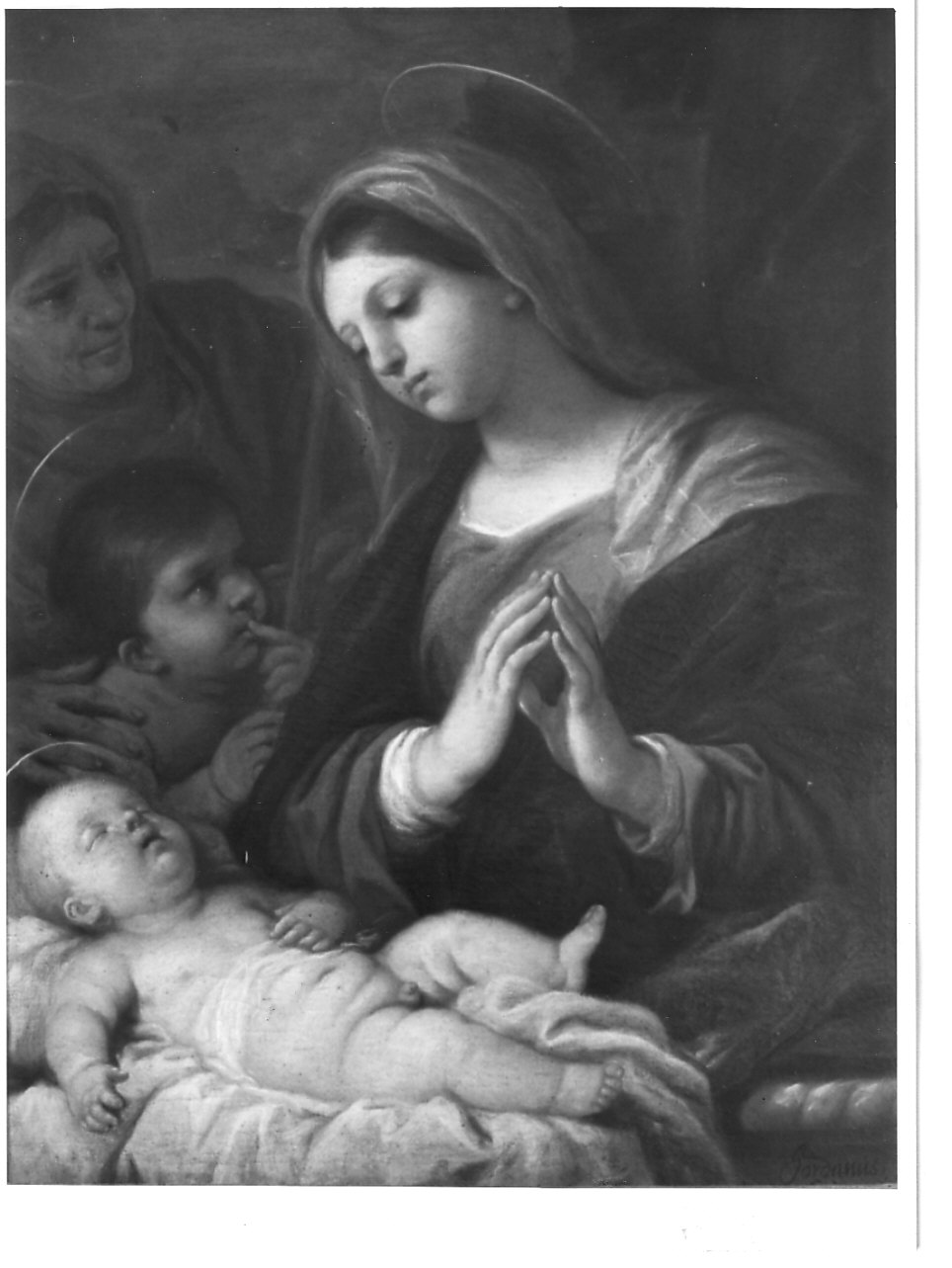 Madonna con Gesù Bambino San Giovanni Battista bambino e Sant'Elisabetta (dipinto, opera isolata) di Giordano Luca (attribuito) (ultimo quarto sec. XVII)