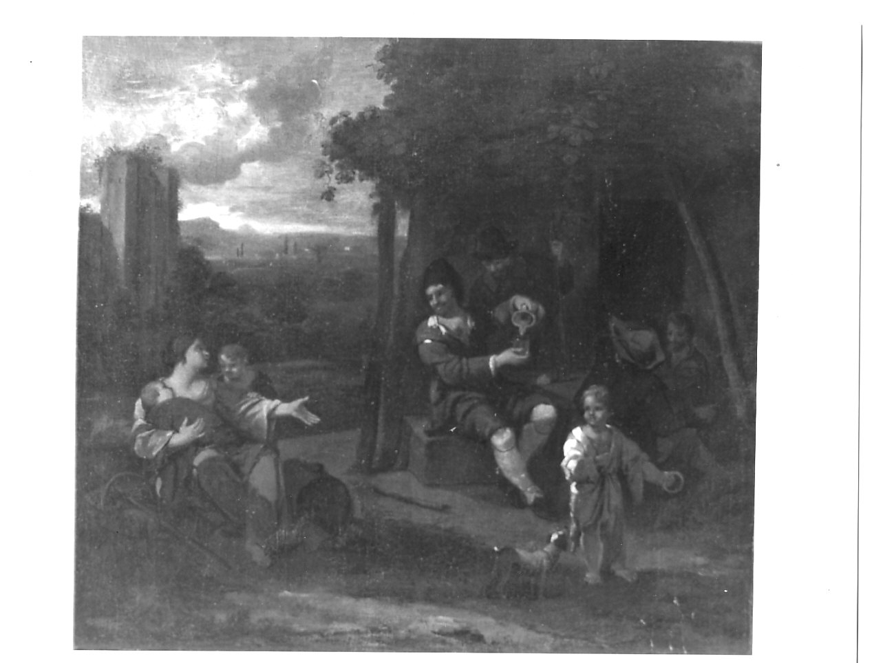 scena campestre con figure (dipinto, opera isolata) di De Wael Cornelis (scuola) (prima metà sec. XVII)