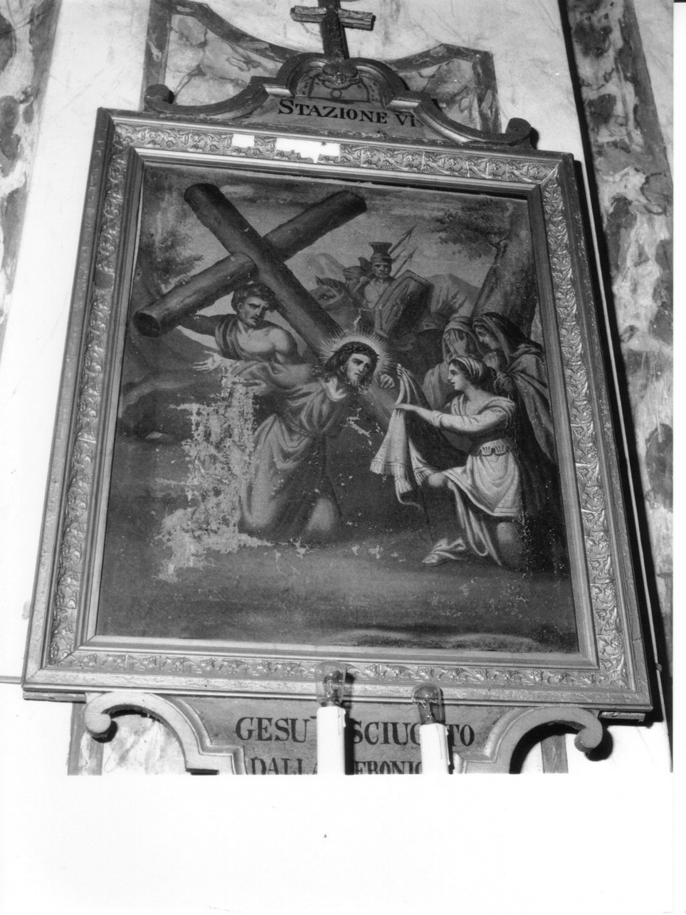 stazione VI: Gesù asciugato dalla Veronica (dipinto, elemento d'insieme) - ambito genovese (metà sec. XIX)