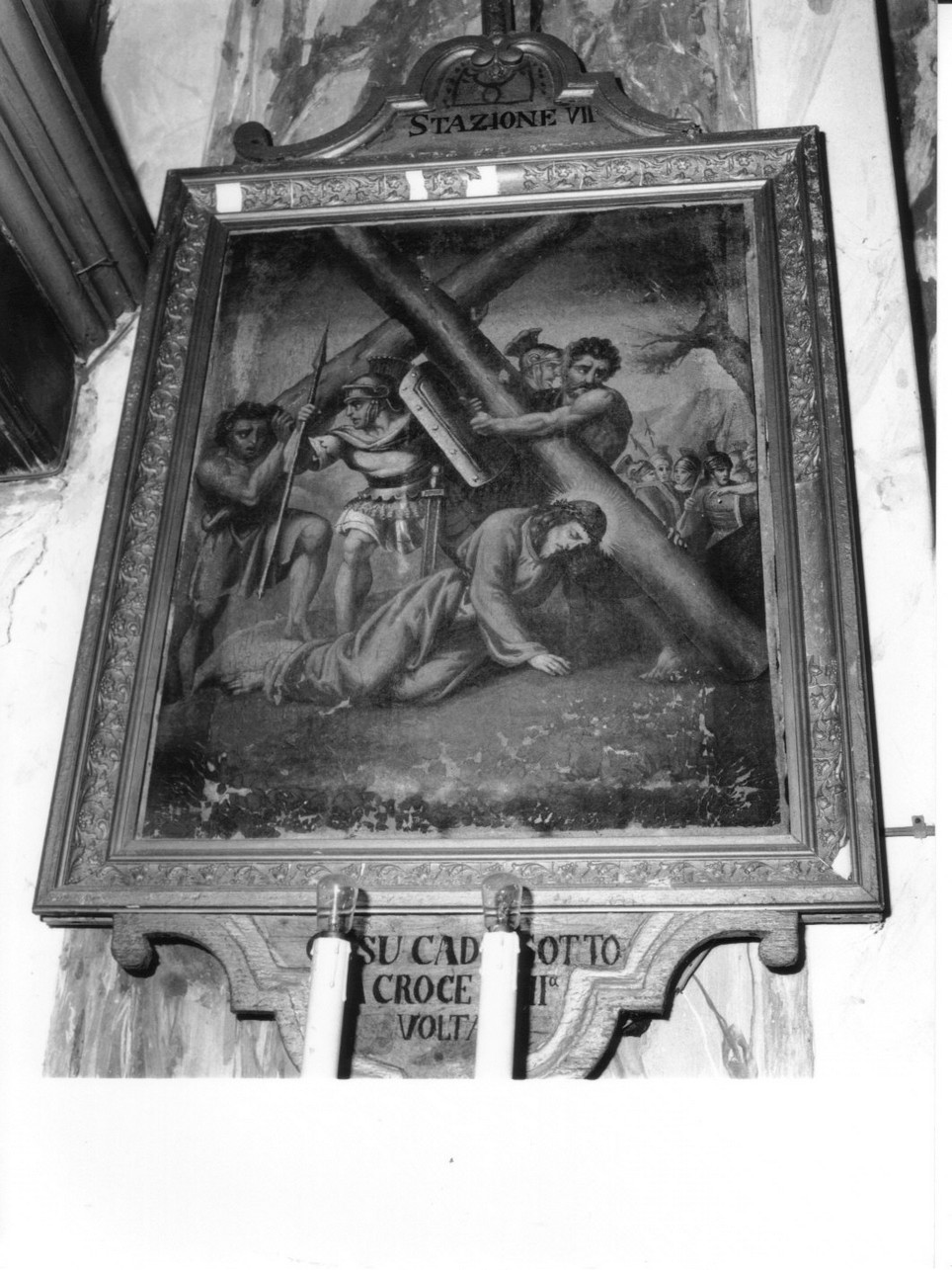 stazione VII: Gesù cade sotto la croce la seconda volta (dipinto, elemento d'insieme) - ambito genovese (metà sec. XIX)