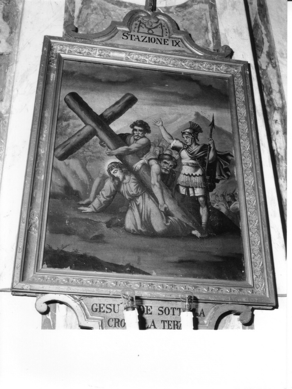 stazione IX: Gesù cade sotto la croce la terza volta (dipinto, elemento d'insieme) - ambito genovese (metà sec. XIX)