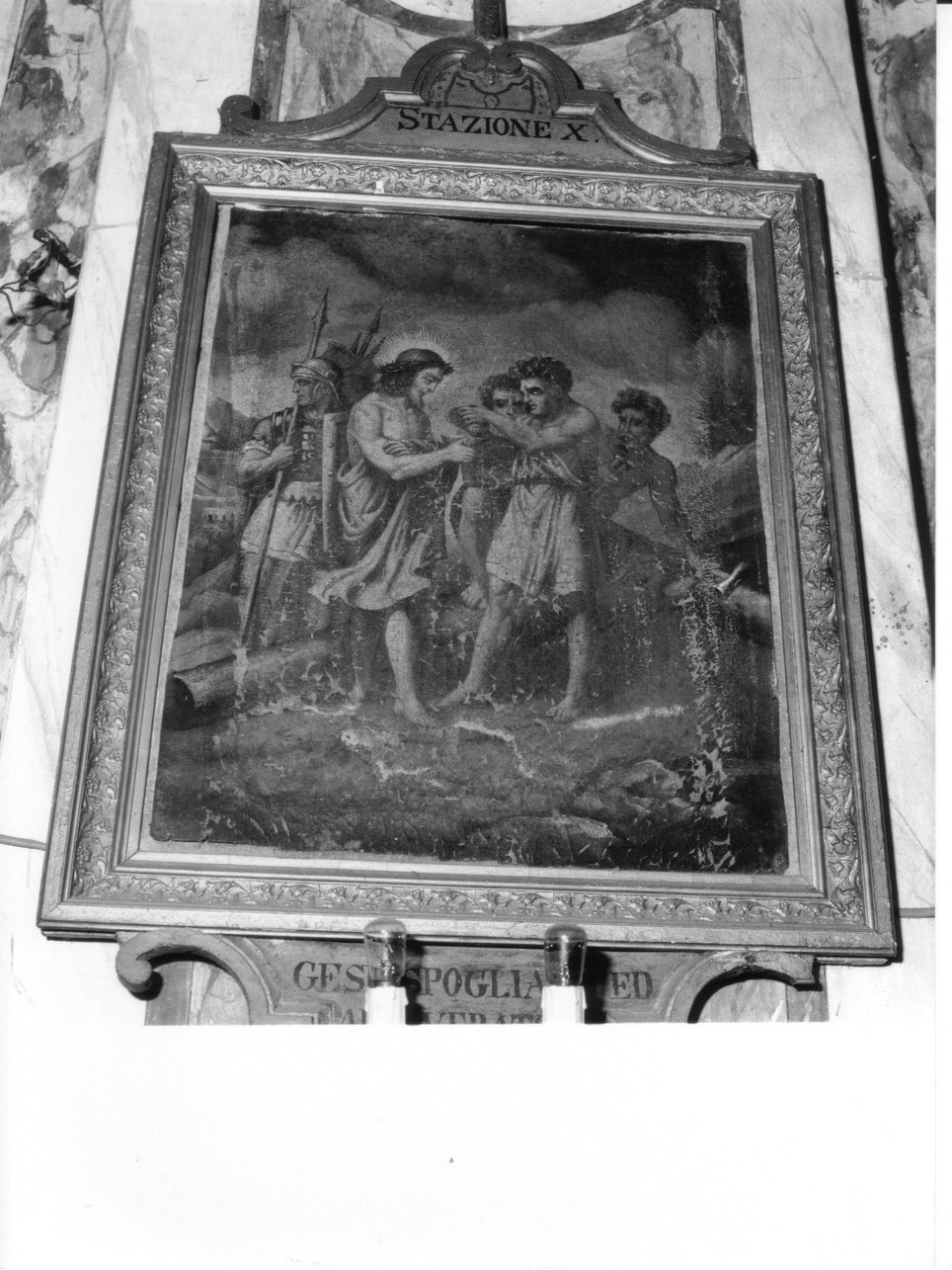 stazione X: Gesù spogliato e abbeverato di fiele (dipinto, elemento d'insieme) - ambito genovese (metà sec. XIX)