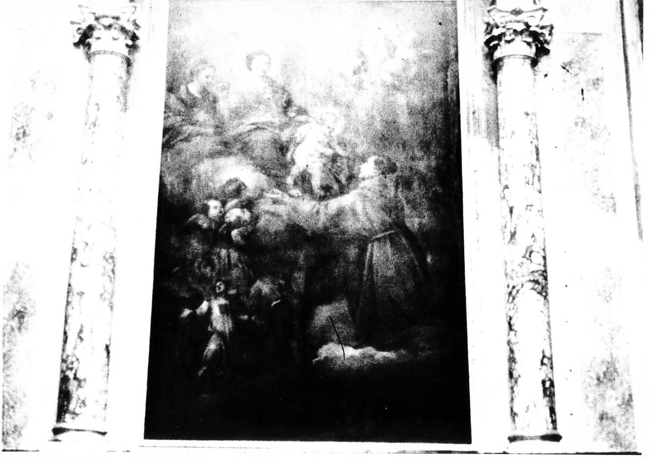 Sant'Antonio da Padova riceve Gesù Bambino dalla Madonna (dipinto, opera isolata) di Carbone Giovanni Bernardo (sec. XVII)