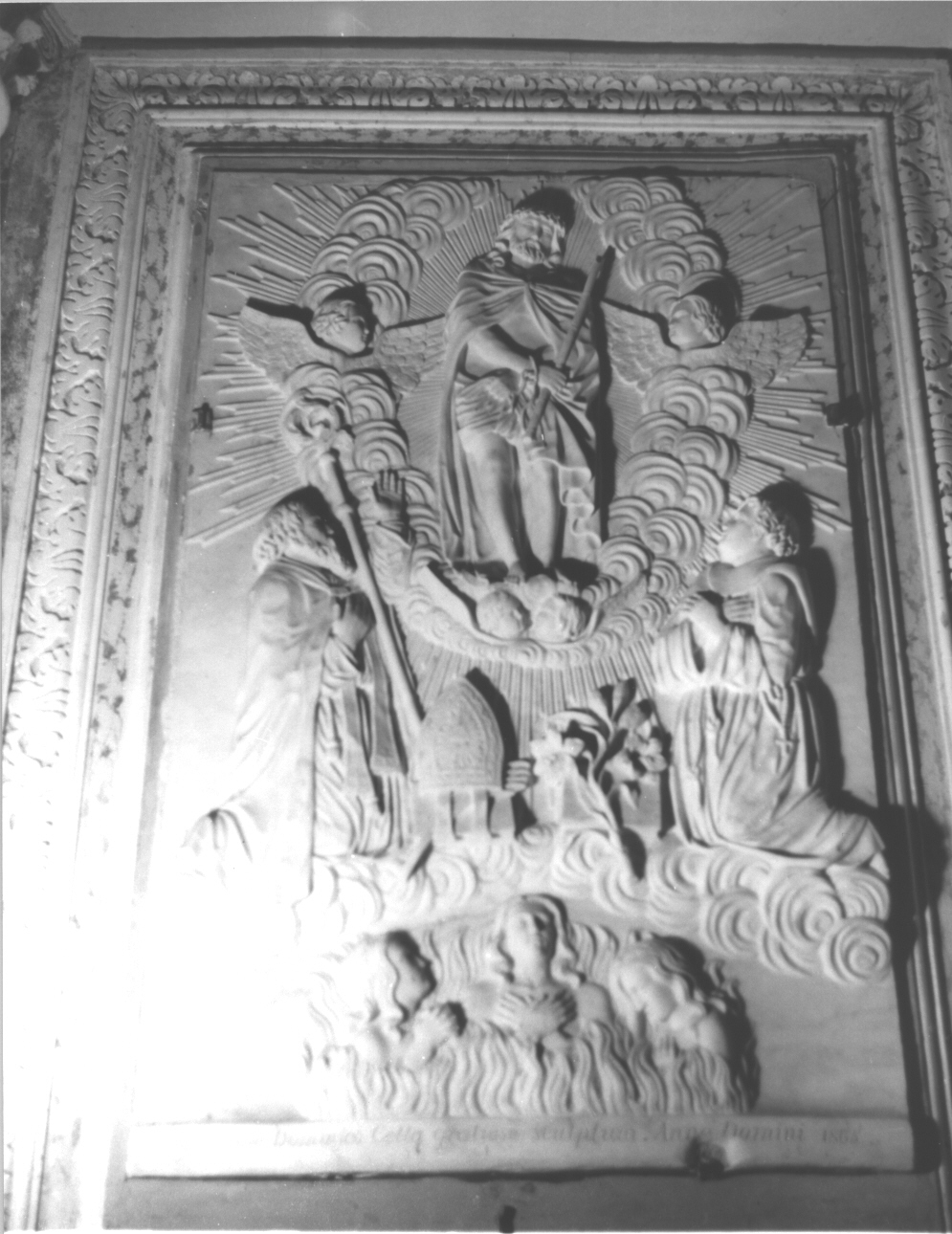 Cristo in gloria e Santi (rilievo, opera isolata) di Cella Domenico (terzo quarto sec. XIX)
