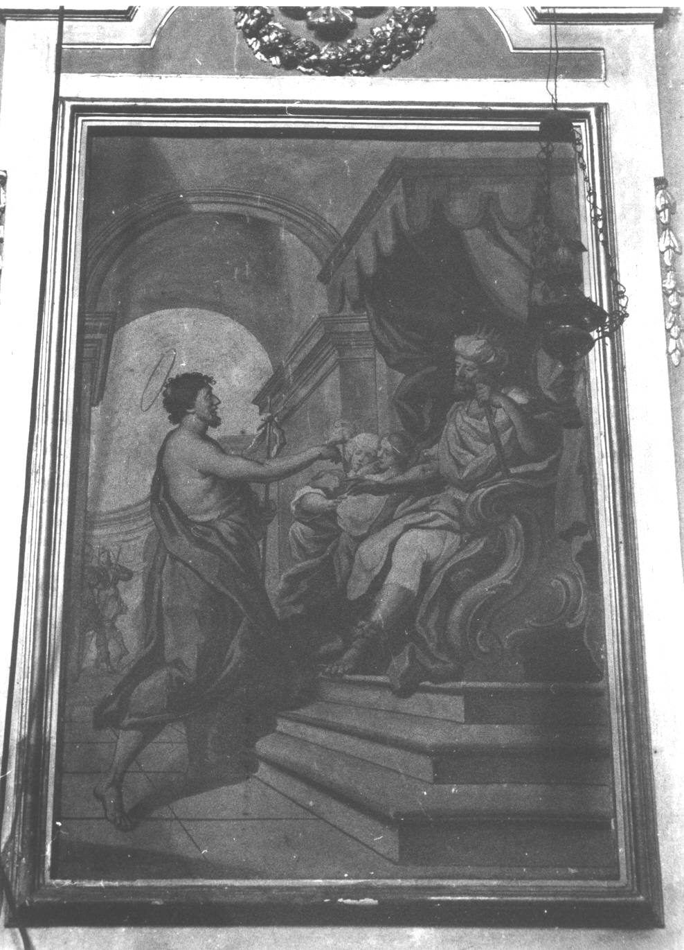 San Giovanni Battista condotto davanti a Erode ed Erodiade (dipinto, opera isolata) di Carrega Maurizio (attribuito) (fine sec. XVIII)