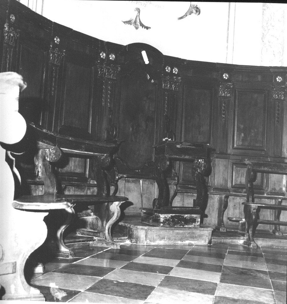 stalli del coro, opera isolata - bottega genovese (fine/inizio secc. XVIII/ XIX)