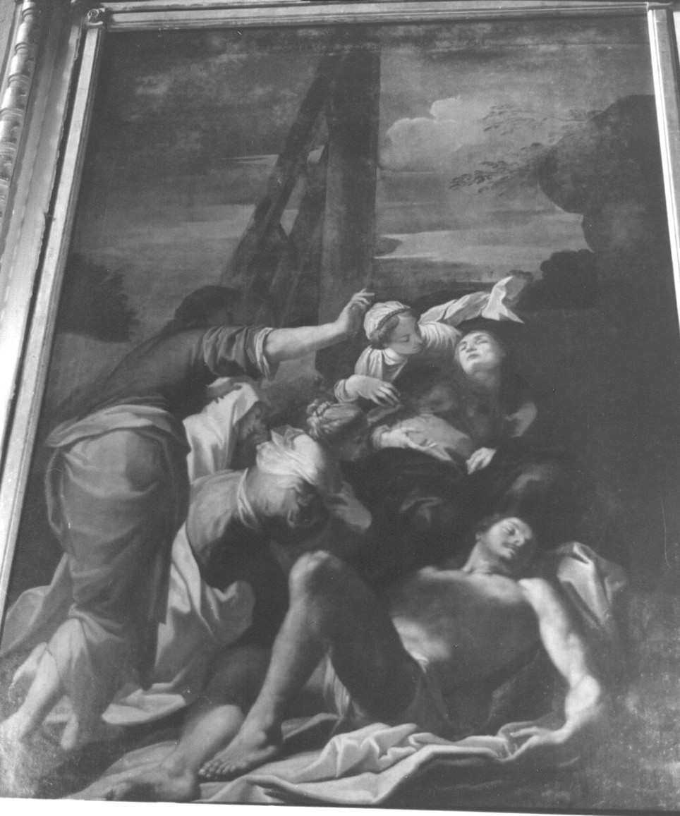deposizione di Cristo dalla croce (dipinto, pendant) di Carracci Agostino (attribuito) (sec. XVI)