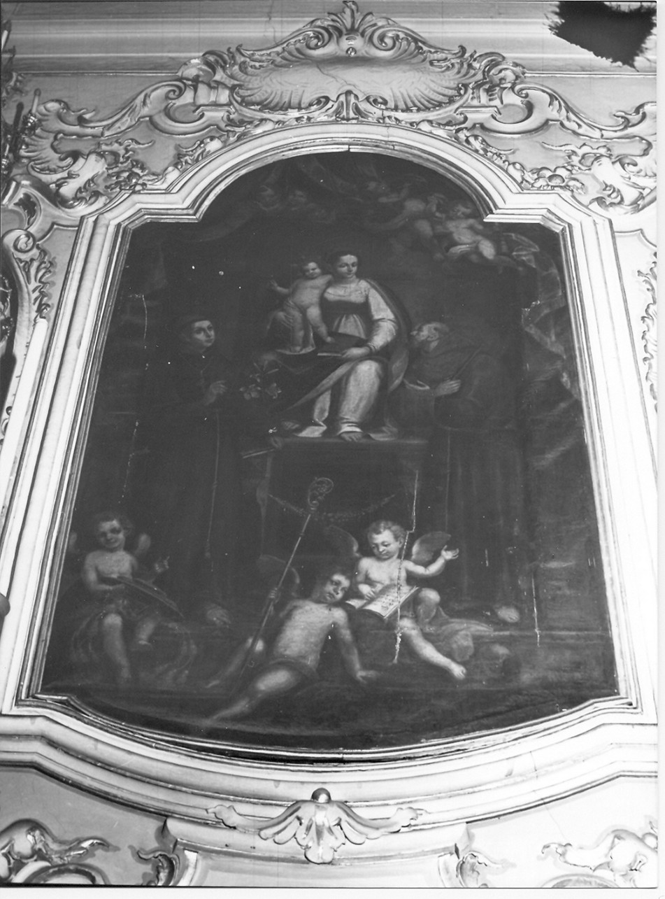 Madonna con Bambino in trono tra santi (dipinto, opera isolata) - ambito italiano (inizio sec. XVII)