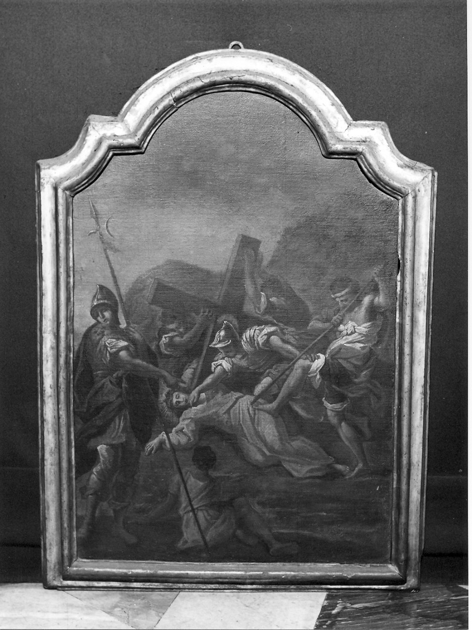 Cristo che cade portando la croce (Via Crucis, elemento d'insieme) di Carrega Maurizio (attribuito) (seconda metà sec. XVIII)