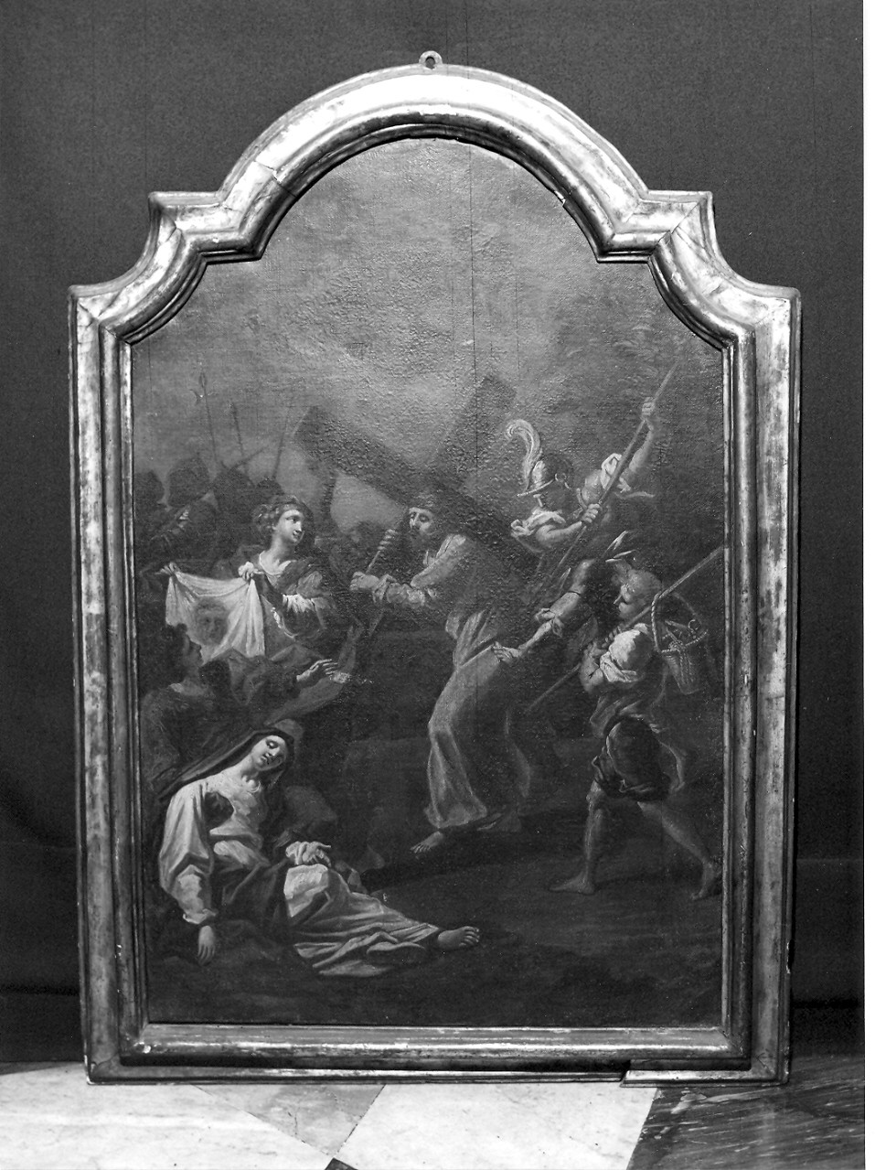 stazione VI: Gesù asciugato dalla Veronica (Via Crucis, elemento d'insieme) di Carrega Maurizio (attribuito) (seconda metà sec. XVIII)