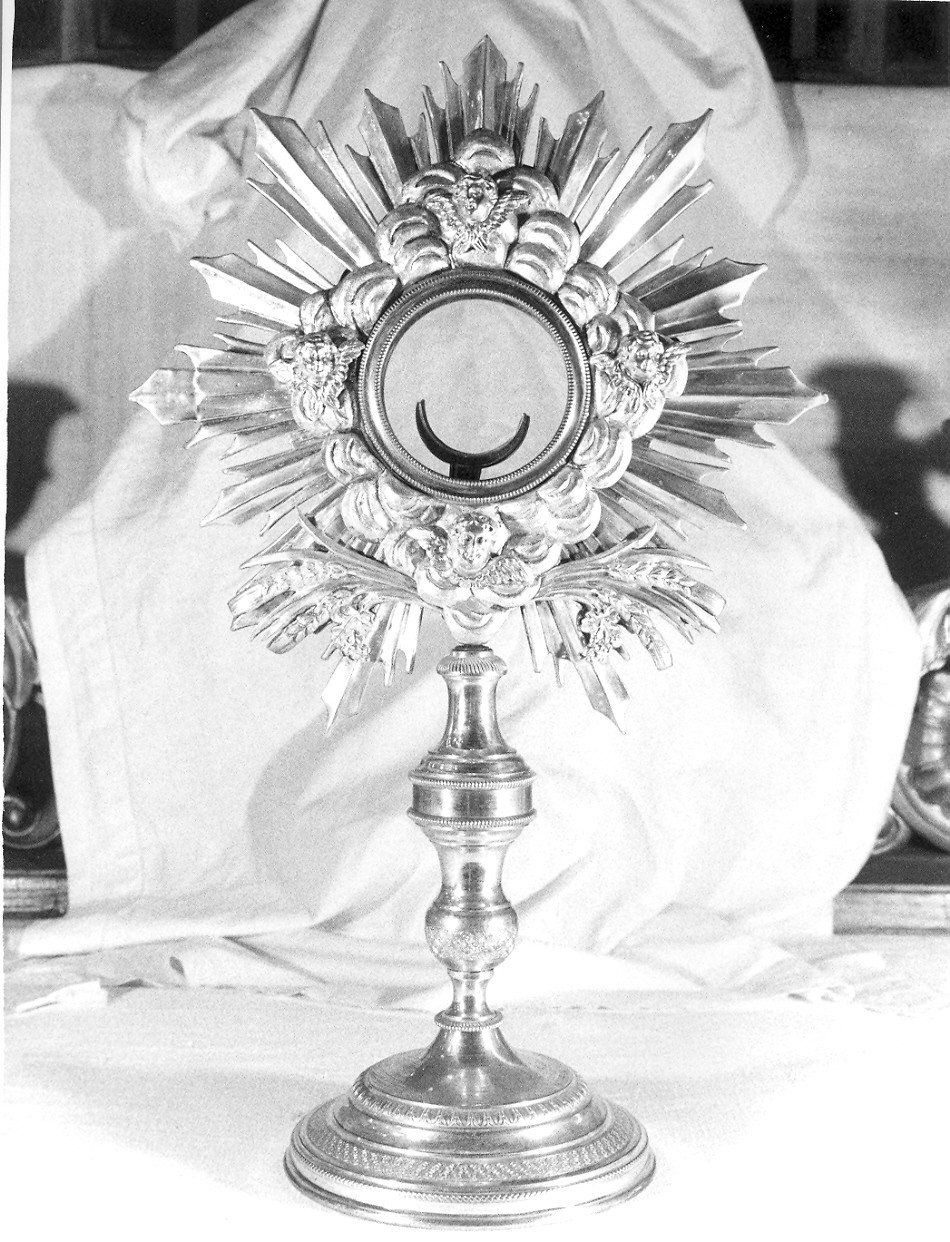 ostensorio - a raggiera, opera isolata - bottega ligure (fine/inizio secc. XIX/ XX)