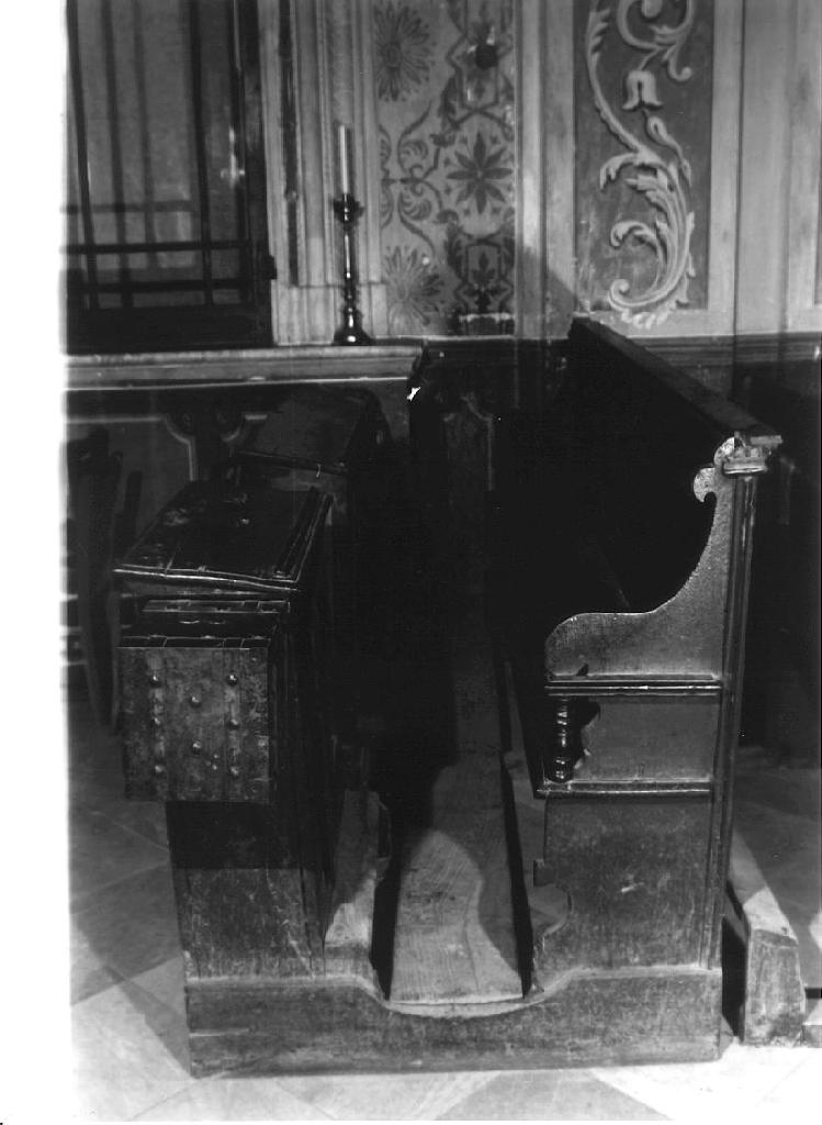 banco da chiesa, elemento d'insieme - bottega ligure (ultimo quarto sec. XVIII)