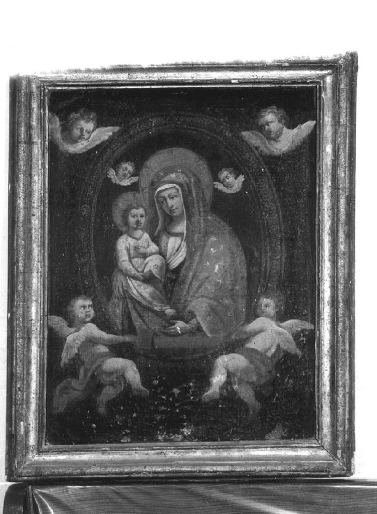 quadro della Madonna del Buon Consiglio portato in volo da angeli (dipinto, opera isolata) - ambito ligure (sec. XIX)