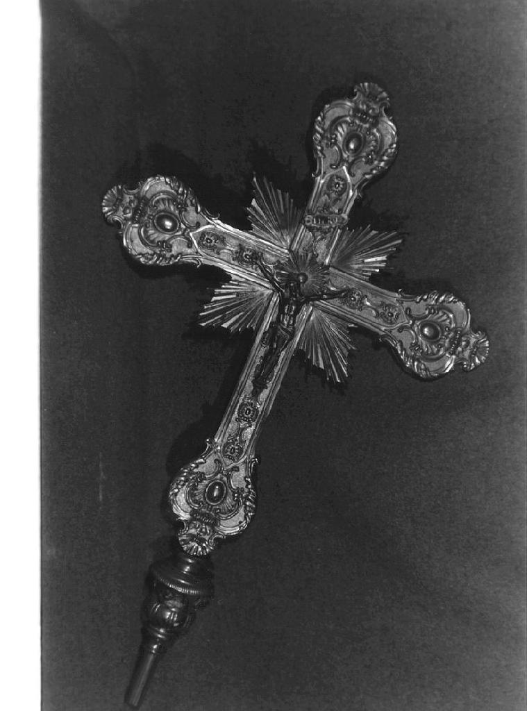 Cristo crocifisso/ motivi decorativi (croce processionale, opera isolata) - bottega ligure (prima metà sec. XIX)