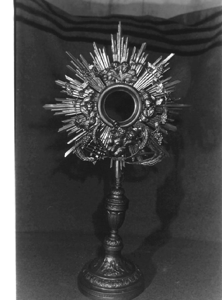 simboli eucaristici/ cherubini (ostensorio - a raggiera, opera isolata) - PRODUZIONE LIGURE (metà sec. XIX)