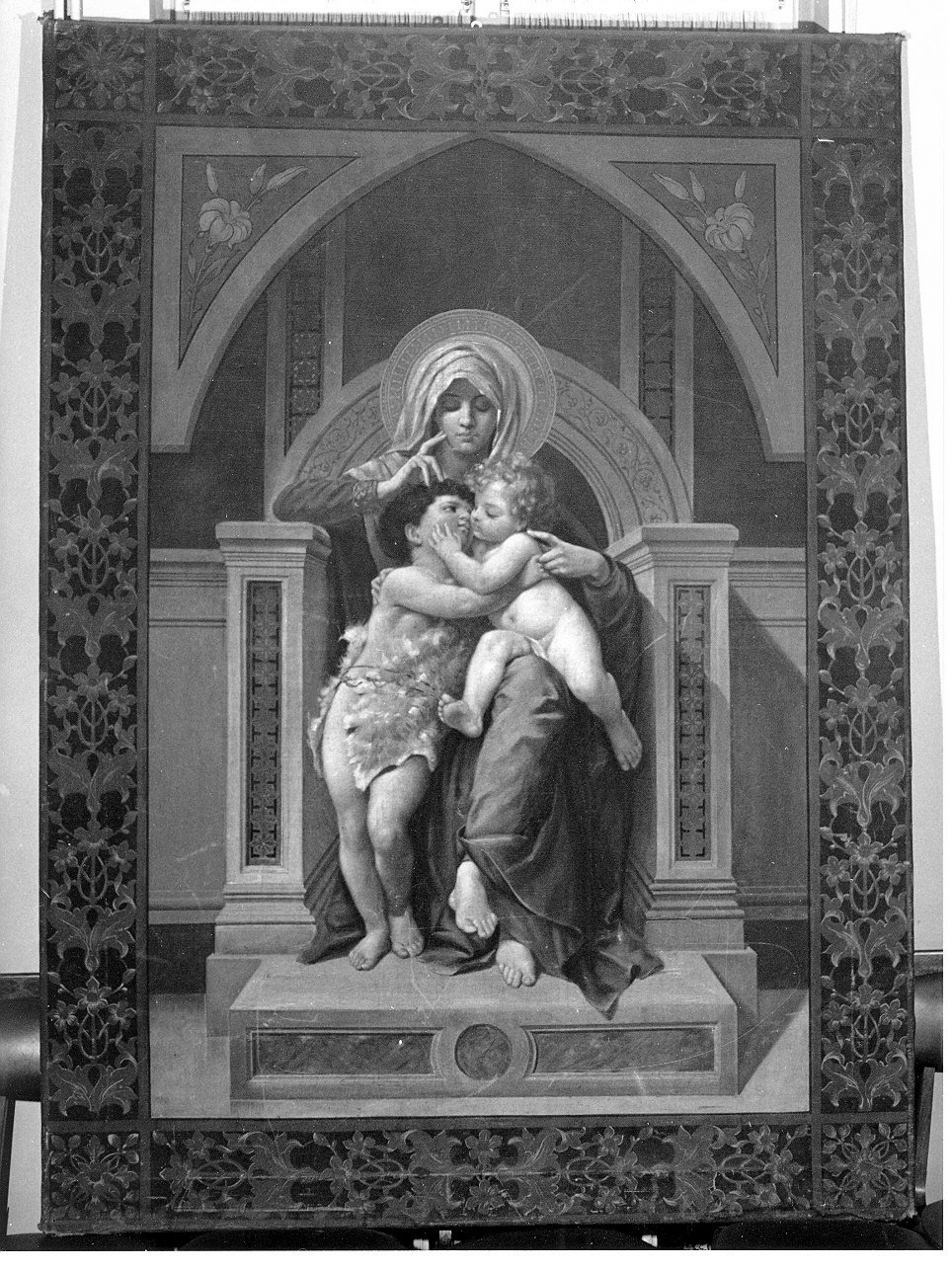 Madonna in trono con Bambino e San Giovanni Battista bambino (dipinto, opera isolata) - ambito ligure (?) (fine sec. XIX)